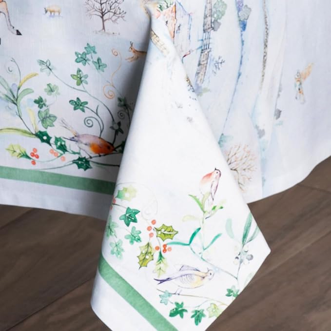 Maison d' Hermine Table Cloth Rectangle Table 100% Cotton 60 x 90 Inches Fall Tablecloth Reusable Everyday Use for Thanksgiving Christmas Decorations Dining Farmhouse Party (Snowy World)