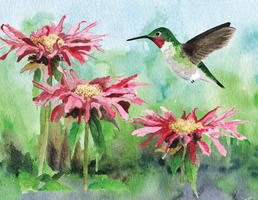 New York Puzzle Company - Cornell Lab Ruby-Throated Hummingbird Mini - 100 Piece Jigsaw Puzzle for Adults by Megan Gnekow