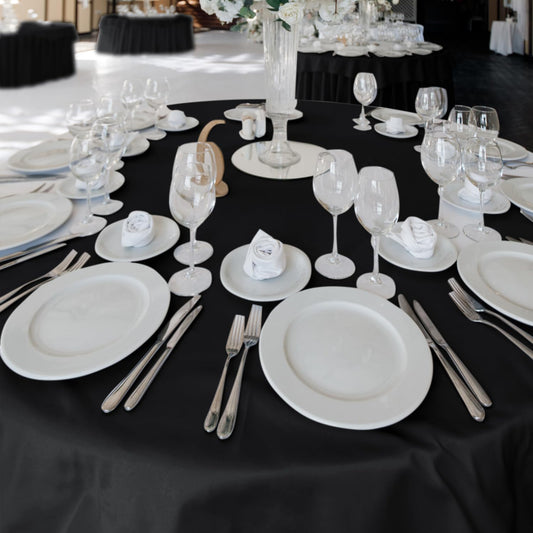 Fitable 6 Pack Black Round Table Clothes - 90 Inches in Diameter - Stain Resistant and Washable Tablecloths, Polyester Fabric Table Covers for Wedding, Party, Banquet, Gathering