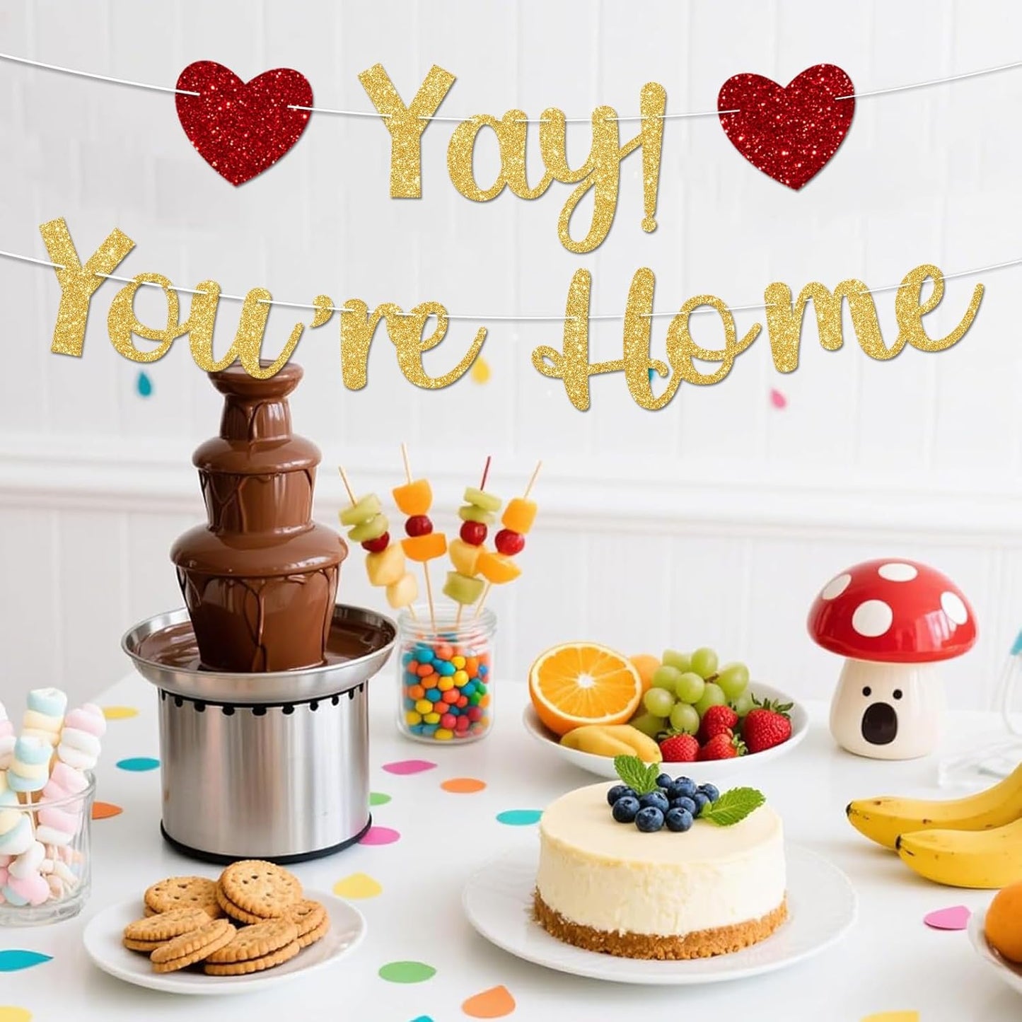 Gold Glitter Welcome Home Banner, Yay! You're Home Banner for Welcome Back, Housewarming & Military Return Party Decorations & Decor, No DIY.