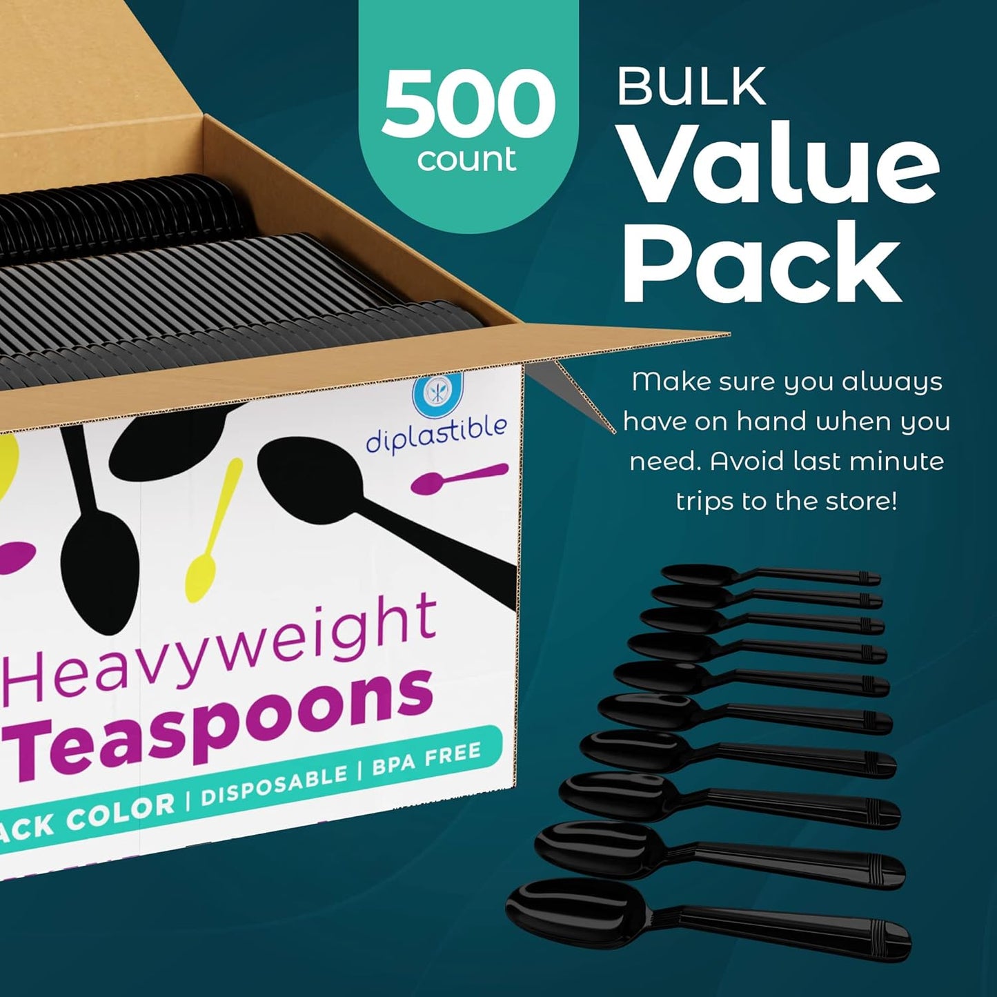 Heavy Duty Disposable Spoons - Utensils for Parties & Events - Pack of 500 (Tea Spoons)