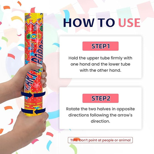 12Pack Confetti Cannon Multicolor Party Confetti Shooters Biodegradable Confetti Poppers 12Inch Party Poppers Cannon Launches 15-20ft for Graduation Birthday Wedding New Years Celebration Decorations