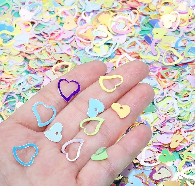 ONLYKXY 1200Pcs Love Heart Shaped Confetti, Table Wedding Decoration, Glitter Confetti for Wedding Party (Glitter Multi-color)