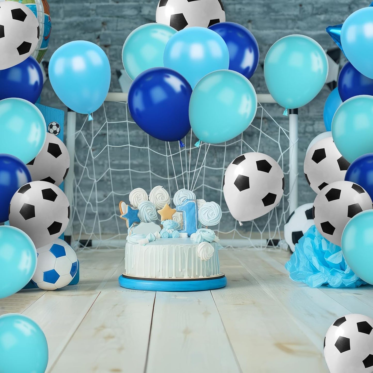 30pcs Soccer Balloon Blue,Soccer Print Balloon Set,Football Party Birthday Decorations,12 Inch Football Latex Balloons for Boys Kids Soccer Sport Theme Party Decorations