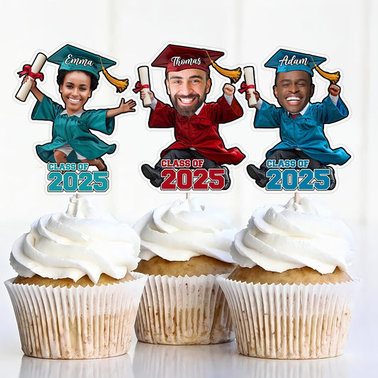 Graduation Cupcake Toppers 2025 - Custom Prom Cupcake Toppers 2025, Personalized Graduation Cake Topper, High School Senior Year College Grad Congratulations Gifts