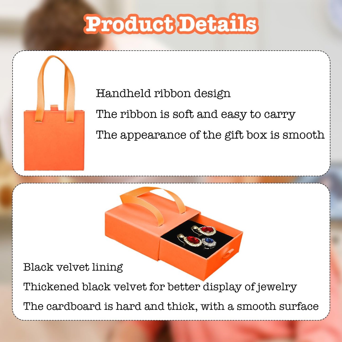 Small Jewelry Boxes, 12 Pack Jewelry Gift Boxes Drawer Jewelry Box Necklace Box, Jewelry Gift Box Necklace Gift Box For Earrings Rings Necklace Bracelet,4 x 4 x 1.7 Inches (Orange)