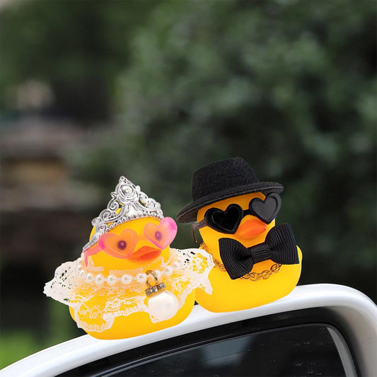 wonuu Pair Set of 2 Bride and Groom Rubber Ducks for Wedding Favors, Party Favors, Ceremony Gift Set, Marriage Souvenir, Marry Blessings, Aniversary Present, White Dress&Soft Top Hat
