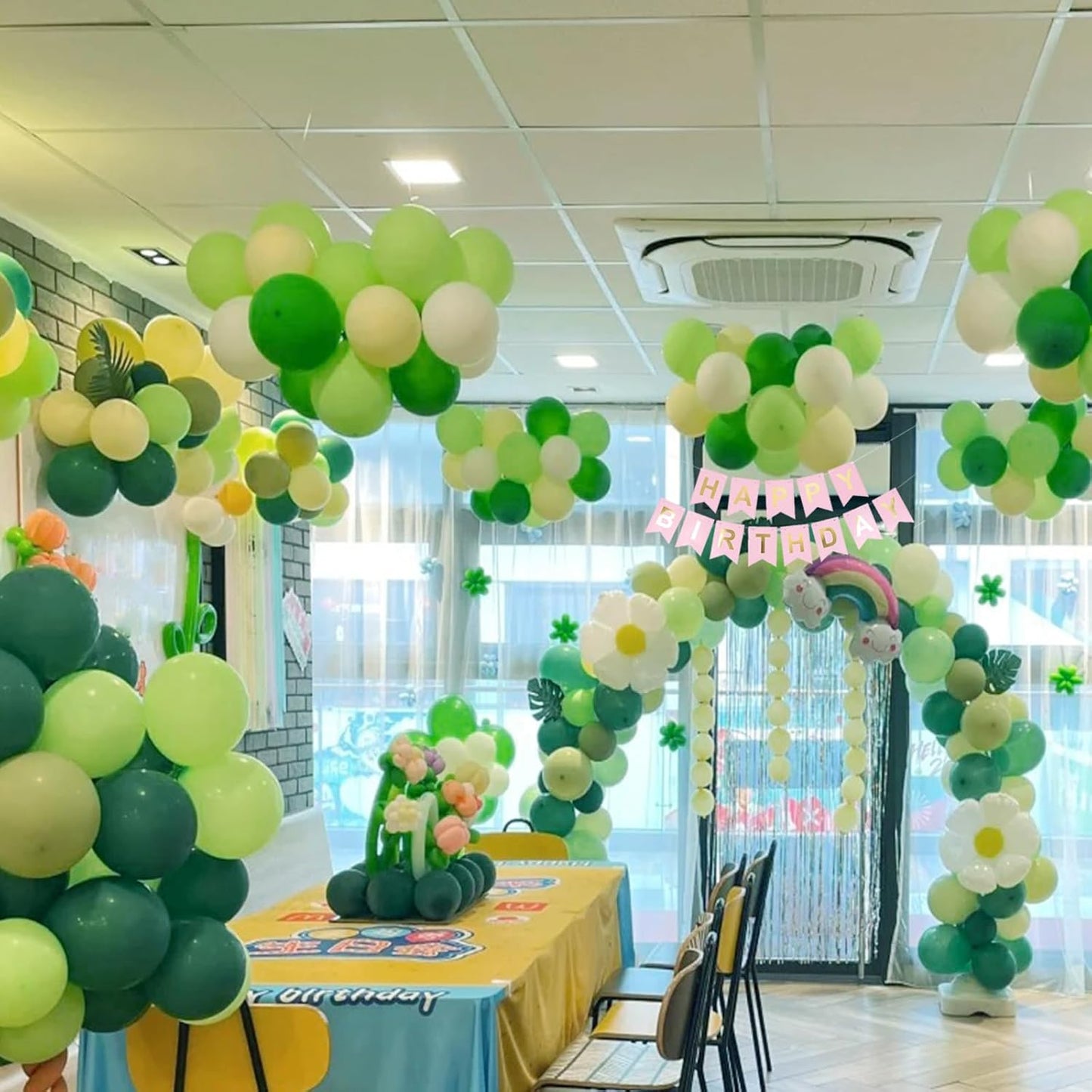 Dusty Green White Balloon Arch Garland Kit, 166Pcs Dark Mint Green Ivory White Balloons for Birthday Baby Shower Anniversary Jungle Safari Party Decorations
