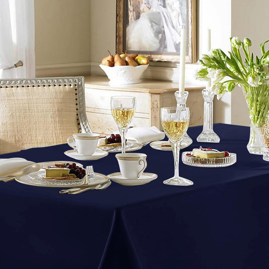 Fitable Navy Tablecloths for 6-8 Foot Tables, 6 Pack - 70 x 120 Inches - Reusable and Washable Table Clothes, Polyester Fabric Table Covers for Wedding, Party, Banquet