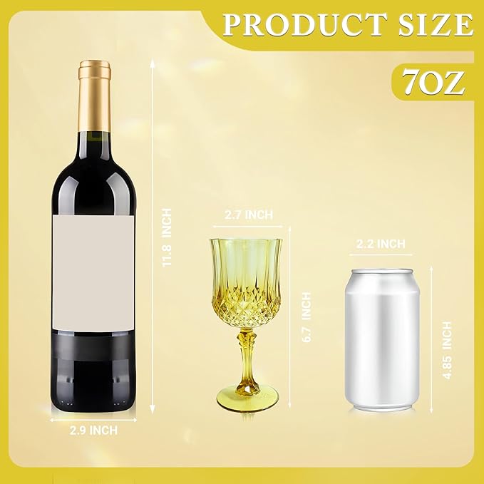 Plastic Wine Glasses, Plastic Goblets Vintage Style Cordial Unbreakable Drinking Glasses, Reusable Drinkware for Wedding Reception, Grand Event Party Supplies, Easter (100, Gold)