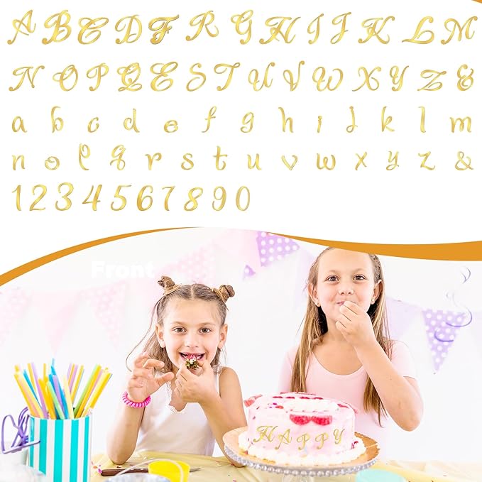Tyqour 64Pcs Acrylic Alphabet Number Cake Topper Gold Personalized Cake Topper Custom Cupcake Toppers with Number 0-9 Alphabet A-Z Acrylic Cake Letters for Birthday Anniversary Wedding Party Supplies