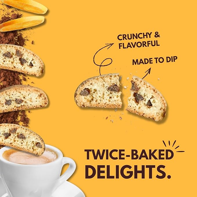 Tutti Gourmet Gluten Free Orange & Chocolate Biscotti, 9.9 oz (283g) Resealable Cookie Bag - Vegan and Halal Snacks