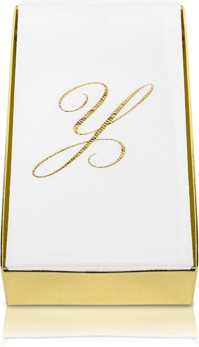 AH AMERICAN HOMESTEAD Disposable Hand Towels for Bathroom 50 Count - Guest Bathroom Essentials -Bathroom Paper Towels - Monogrammed Disposable Napkins - Wedding Napkins in Paper Towel Tray (Silver, W)