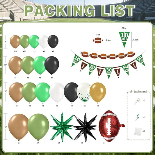 Football Party Balloon Decorations Set,Football-themed Supplies for Indoor/Outdoor Super Bowl & Playoffs Celebration, Football Birthday Decorations graduation for Boys, Mens