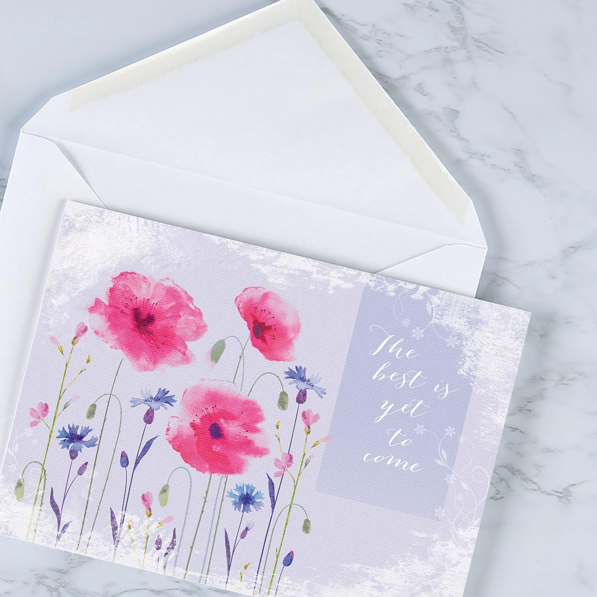 Anniversary Blessings Faith Cards With Scripture- Set of 8 (4 Designs), Large 5" by 7 Inch Pretty Poppies Religious Wedding Anniversary Cards
