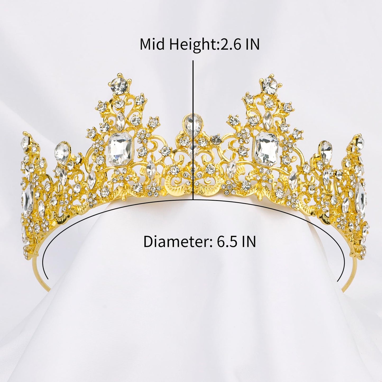 Didder Baroque Gold Crown for Princess, Bride, and Occasions - Tiara for Women, Girls, Wedding, Halloween, Christmas, Prom, Birthday Party