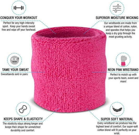 Suddora Wrist Sweatbands, Absorbent and Breathable Thick Cotton Bands for Working Out, Gymnastics, Basketball, Tennis, and Football, Multiuse Wristbands for Costumes and Cosplay