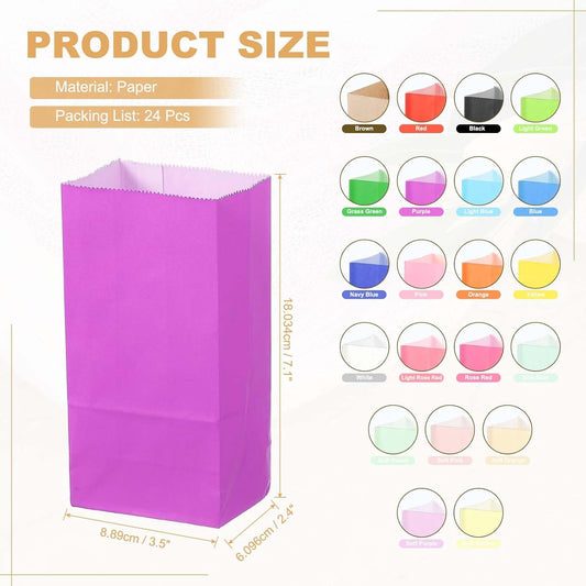 PATIKIL Party Favor Bag, 24 Pcs 3.5x2.4x7.1 Inch Mini Paper Candy Bags Gift Treat Celebration Halloween Goody Birthday Wedding Party with Stickers, Purple