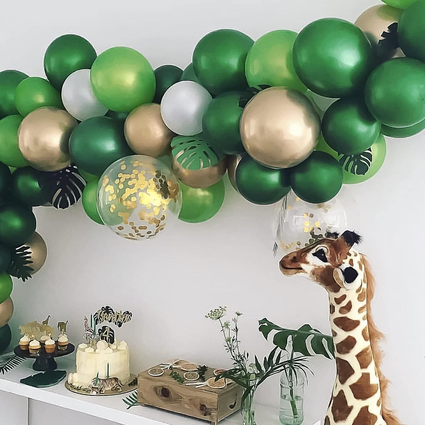 RUBFAC 129pcs Dark Green Balloons Different Sizes 18 12 10 5 Inches Emerald Green Latex Balloon Garland Arch for Masquerade Party Decorations Birthday Baby Shower Wedding Safari Jungle Party Supplies
