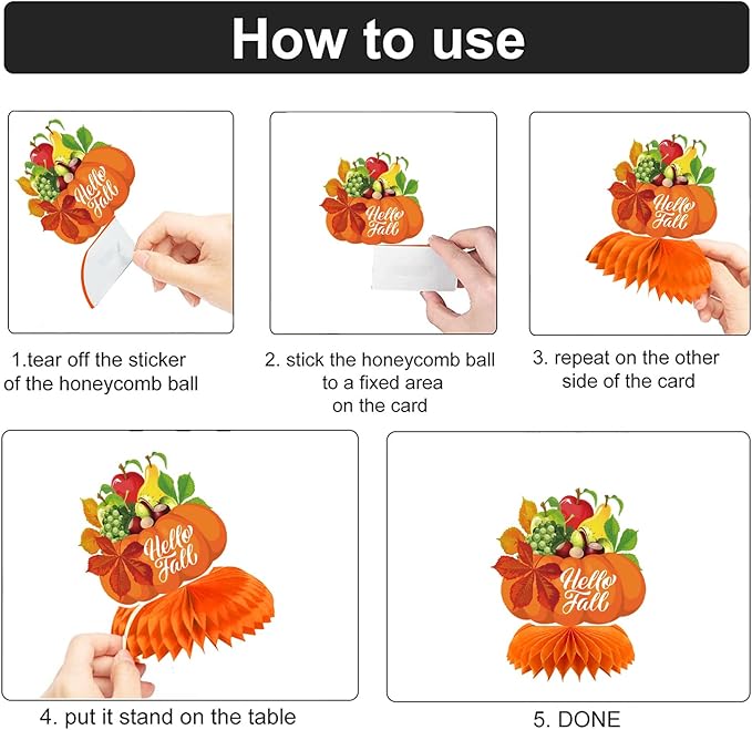 Fall Table Decorations - 9Pcs Fall Honeycomb Centerpieces for Tables with Pumpkins, Sunflowers, Scarecrow, Squirrel for Thanksgiving Dinner, Autumn Harvest Festival, Rustic Fall Party Decorations