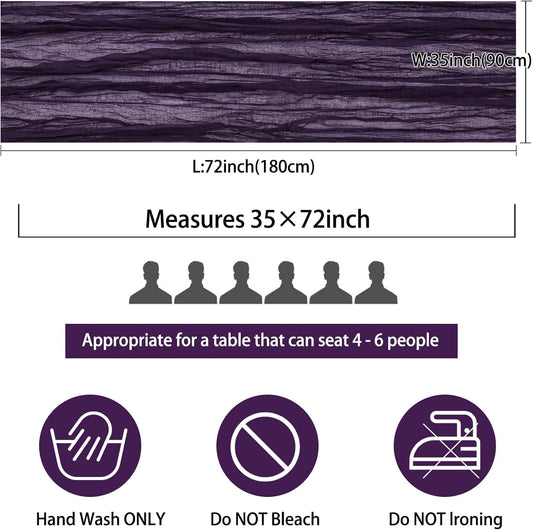 12 Pack Cheesecloth Table Runner 35x72 Inch Boho Gauze Table Runner Rustic Cheese Cloth Long Romantic Table Runners for Wedding Bridal Shower Birthday Party Table Decor (Dark Purple)
