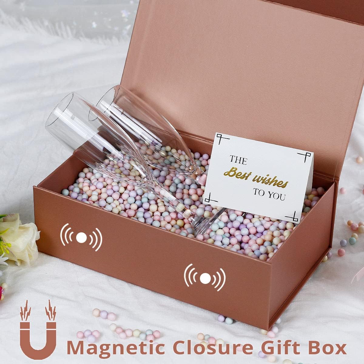 Gift Box 12" x 6" x 4",Large Gift Box with Lid, Rose Gold Boxes for Presents,Birthday,Valentine's Day,Mother's Day,Christmas,Anniversary,Luxury for Gift Packaging
