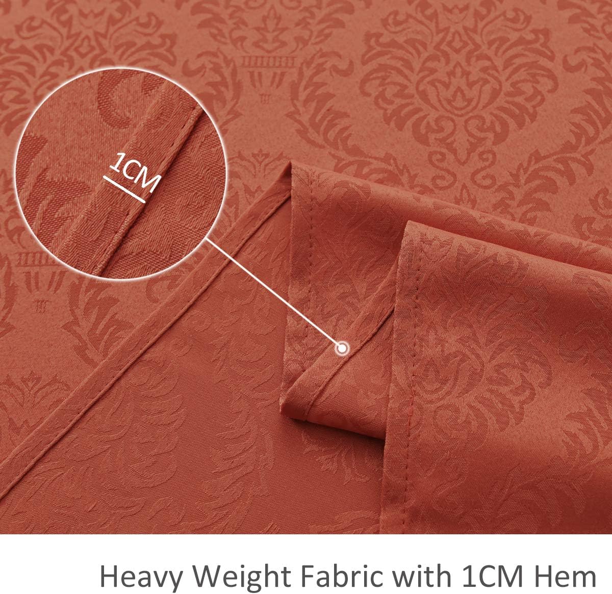 maxmill Jacquard Tablecloth Damask Design Spillproof Wrinkle Free Heavy Weight Soft Table Cloth Decorative Fabric Table Cover for Outdoor and Indoor Use Oblong 60 x 120 Inch Rust