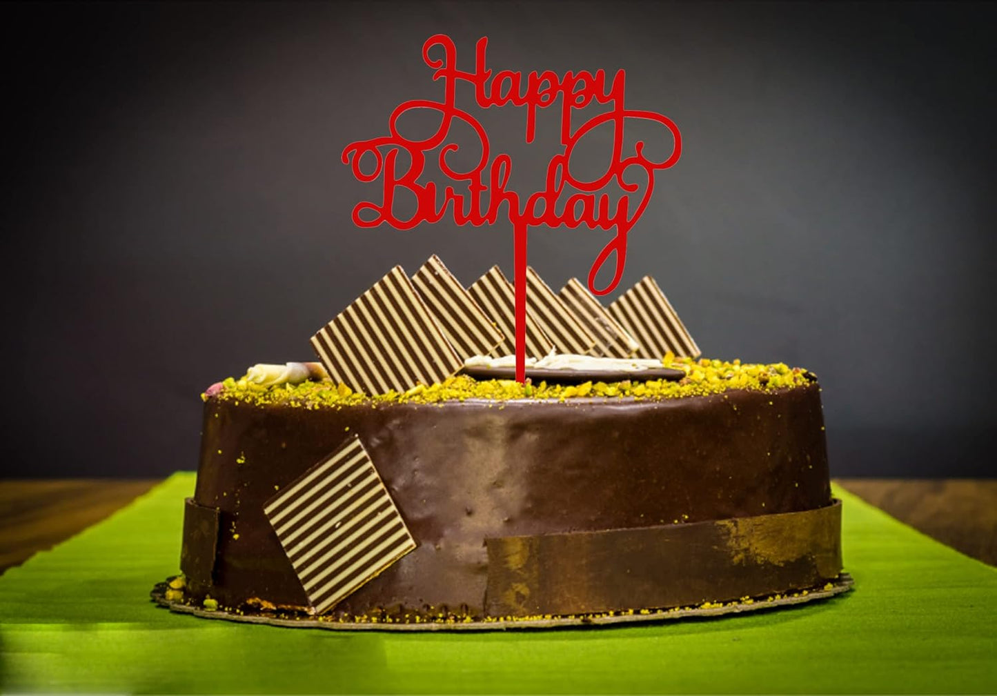 Red Happy Birthday Cake Topper Birthday Party Decorations Supplies
