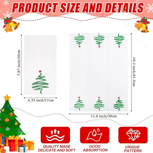 Supernal 100pcs Christmas Disposable Paper Napkins, Red Green Christmas Tree Napkins, Linen Like Papers Hand Towels, Christmas Guest Napkins for Kitchen Bathroom Christmas Parties Dinners and Events