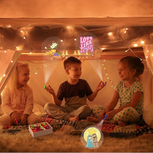 Tuanse 24 Pcs Jesus Christian Finger Lights Gifts Bulk for Kids Easter Religious Glow in The Dark Finger Lights Religious Birthday Party Favors Supplies Jesus Church Sunday School Gifts