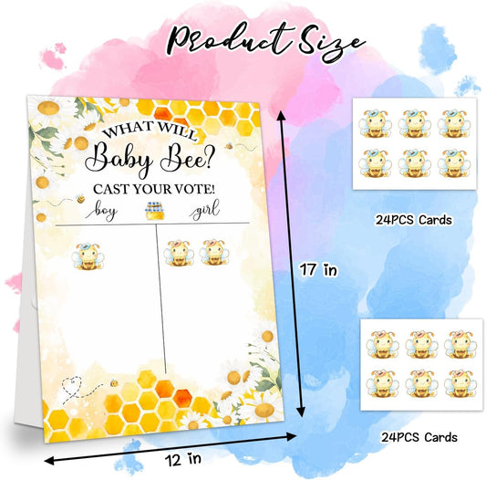 Gender Reveal Party Games, Bee Theme Baby Gender Reveal Voting Board Sign, 48 Boy Girl Voting Stickers, He or She, Baby Gender Reveal Party Decorations Games for Boy or Girl Shower