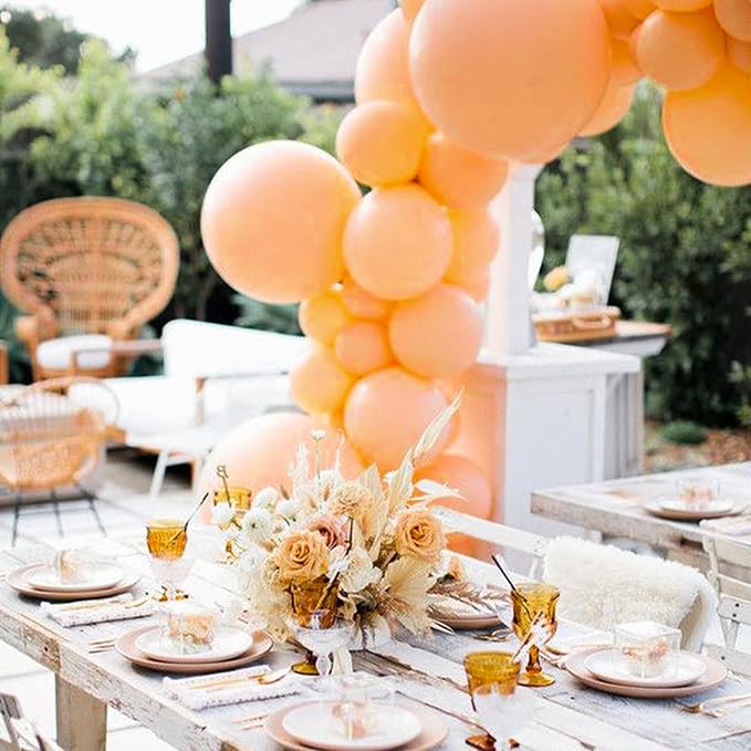 PartyWoo Pearl Peach Balloons 140pcs Different Sizes of 18 12 10 5 Inch Pastel Light Pale Orange Latex Helium Balloon Arch Kit Garland for Bridal Baby Shower Birthday Party Decorations Orange-Z27