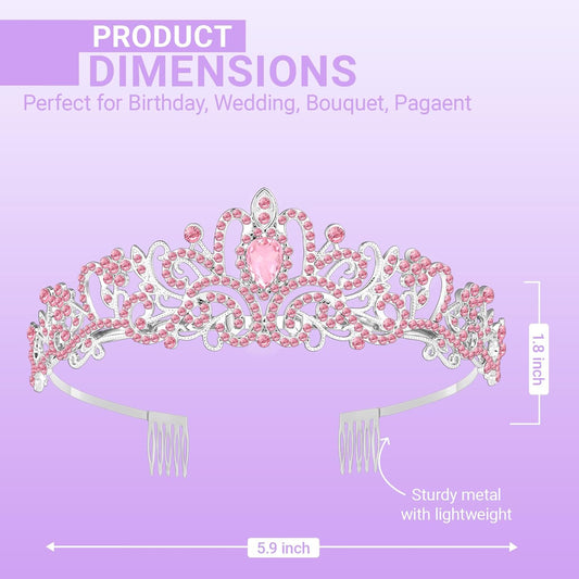 Tiara Crown for Women, Queen Tiara for Birthday Prom Bridal Party Custome Pink