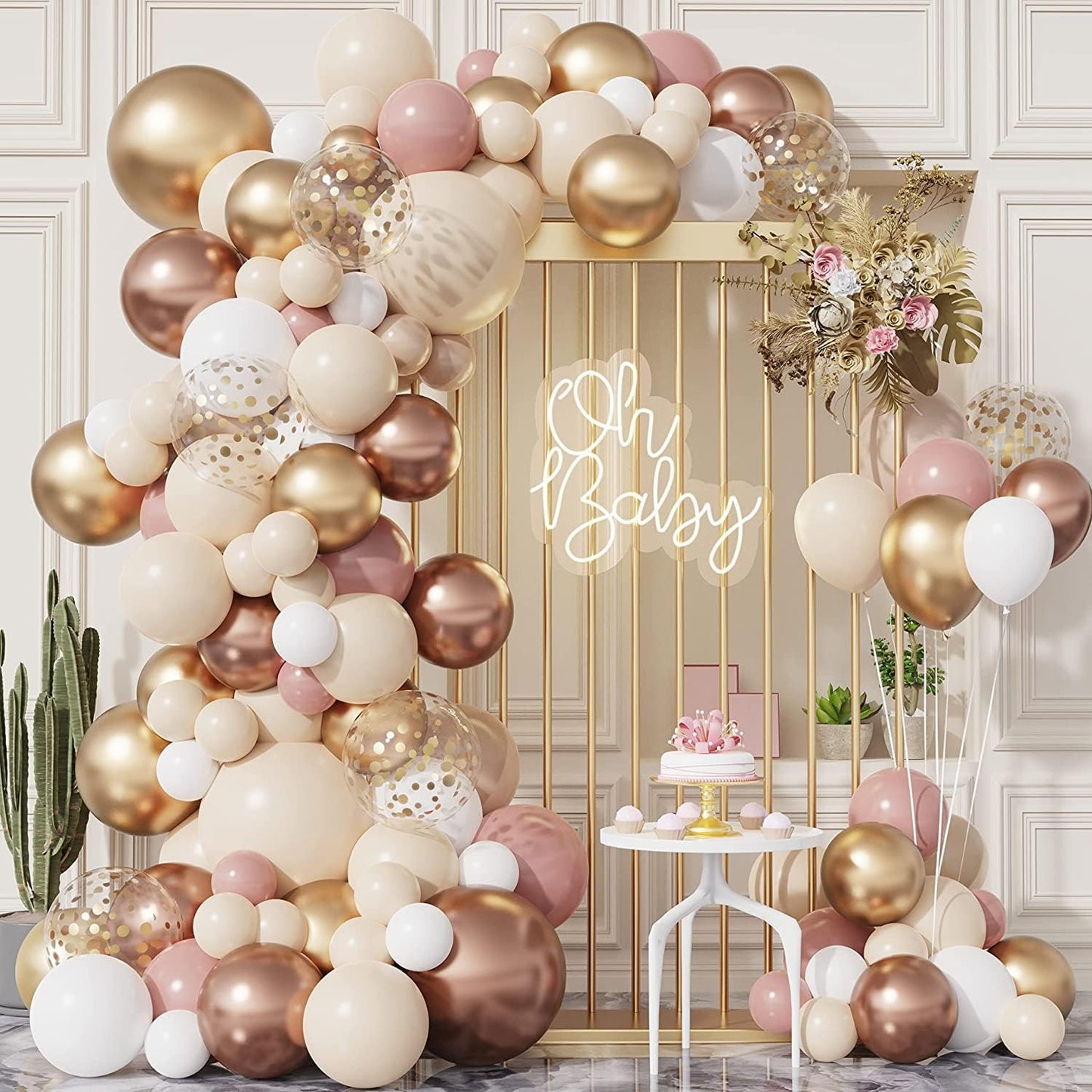 Labeol Rose Gold Balloons Different Sizes 139PCS 18/12/10/5 Inch Rose Gold Balloon Garland Arch Kit Quality Latex Balloons Decorations for Party Birthday Graduation Wedding