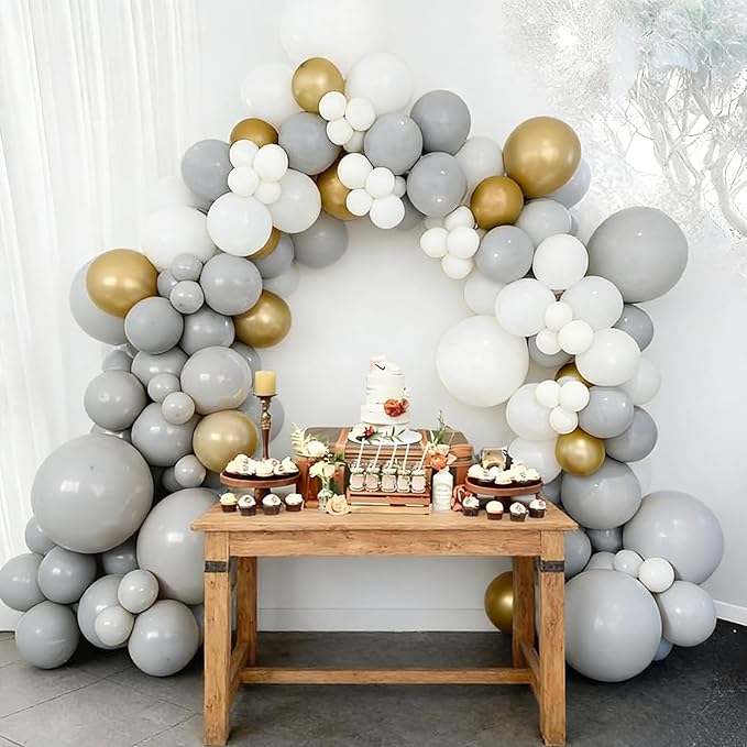 99pcs Gray Balloons, 18/12/10/5Inch Matte Grey Balloon Arch Kit, 18/12/10/5Inch for Birthday, Baby Shower, Anniversary, Graduation, Wedding Party Decorations