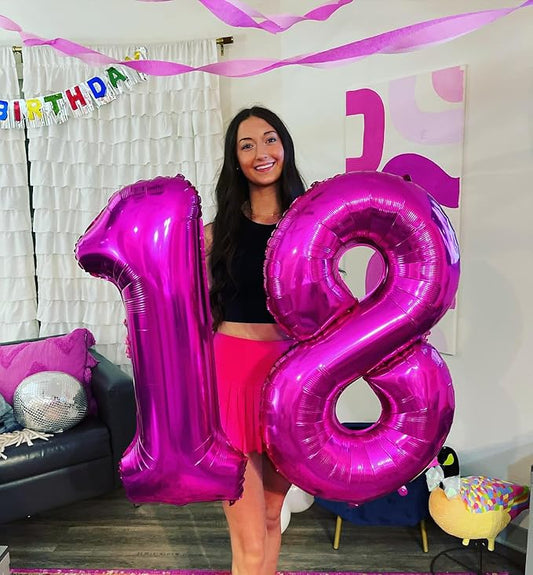 Rosy Purple 7 Balloon, Number Balloons 40 Inch, 7th Birthday Decorations for Girls Kids, Party Decoration for Women, Number 7 Balloon