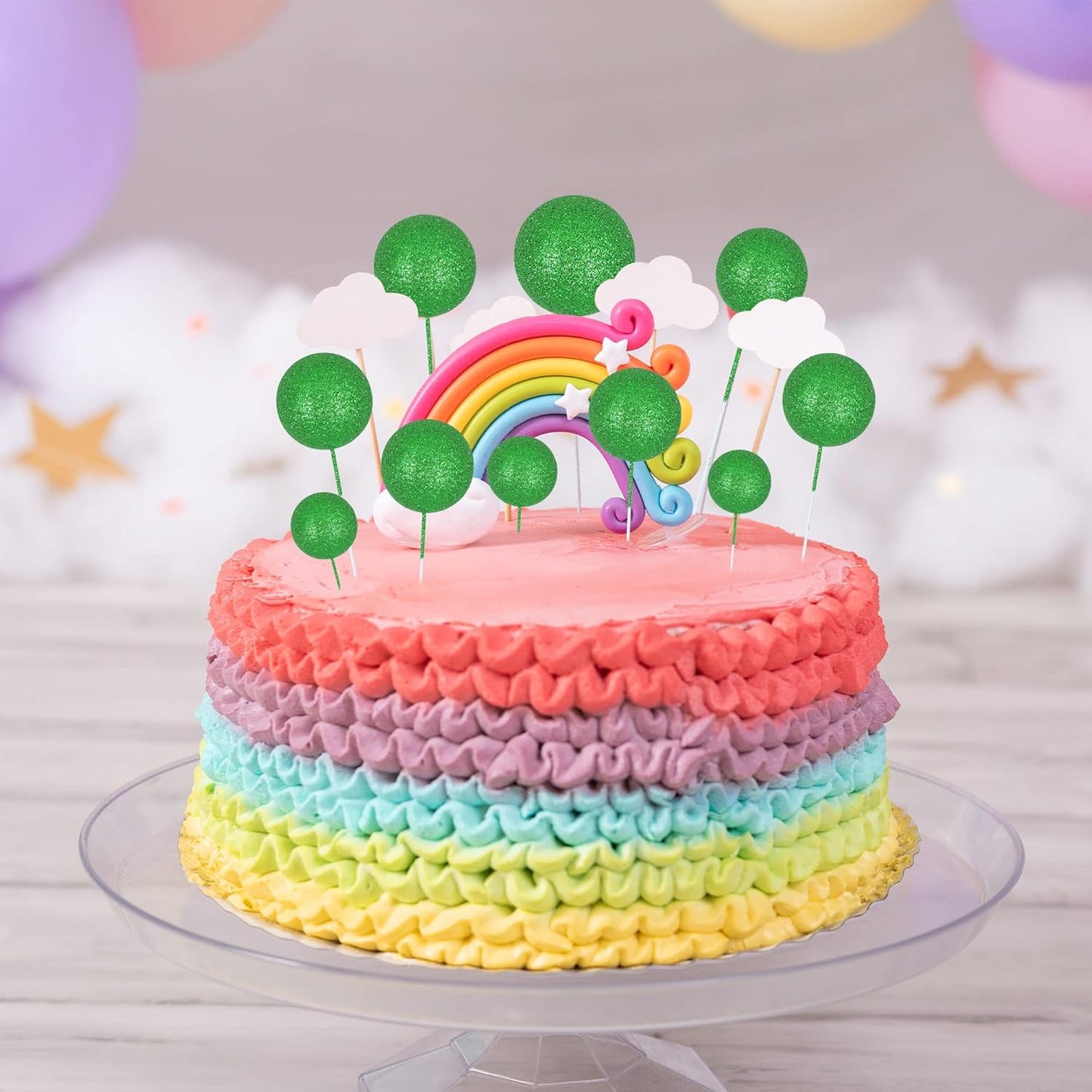 30Pcs Glitter Balls Cake Topper Mini Balloons Cupcake Topper DIY Cake Insert Topper Foam Cake Balls Baking Decoration for Baby Shower Wedding Anniversary Kids Birthday Graduation Party Green