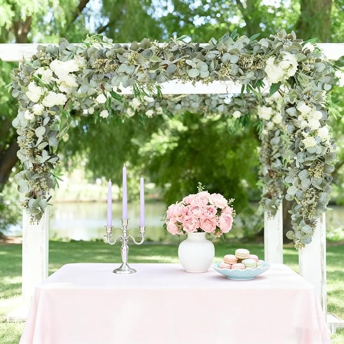 Artificial Eucalyptus Garland Greenery - 6.56FT Realistic Green Leaf Garland for Mantle, Table Decor, Wedding, Home Decoration Hanging Vines