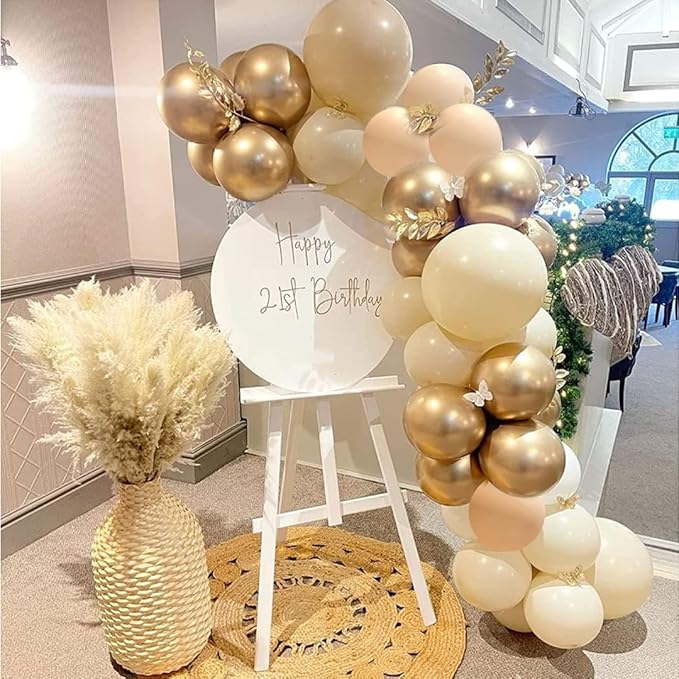 Blush Gold Beige Neutral Balloons, 50pcs 12 inch Neutral Balloon Blush Gold Beige Latex Balloons for Birthday Wedding Bride Shower Party Decoration
