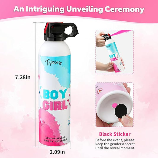 Gender Reveal Fire Extinguisher Set for Newborn Baby, 4Pcs Pink Gender Reveal Smoke Bombs, 100% Biodegradable Color Blaster for Cool Gender Reveal Ideas, Confetti Power Cannon Shooter Party Supplies