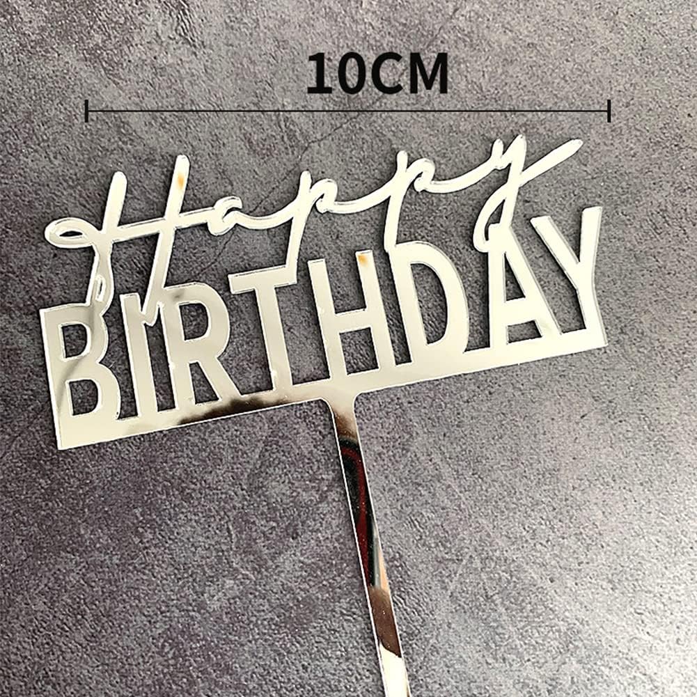 12Pcs Acrylic Happy Birthday Cake Toppers,Gold Double-Sided Cake Topper Cake Decoration for Birthday Party Cake Desserts