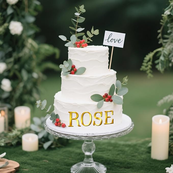 74 PCS Custom Cake Topper Name Acrylic Letters DIY Personalized A-Z & 0-9 Number Alphabet Cake Decoration For Wedding Anniversary Baby Shower Party Birthday Supplies (Gold)