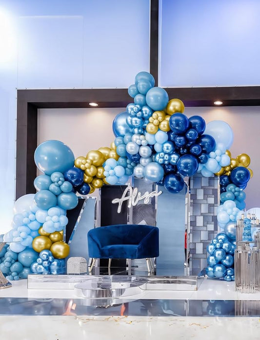 Navy Blue and Gold Balloons Garland Arch Kit, Graduation Balloon Arch Kit with Metallic Navy Blue Gold and Confetti Balloons for Graduation, Birthday, Baby Shower, Wedding,Celebration Party Decoration