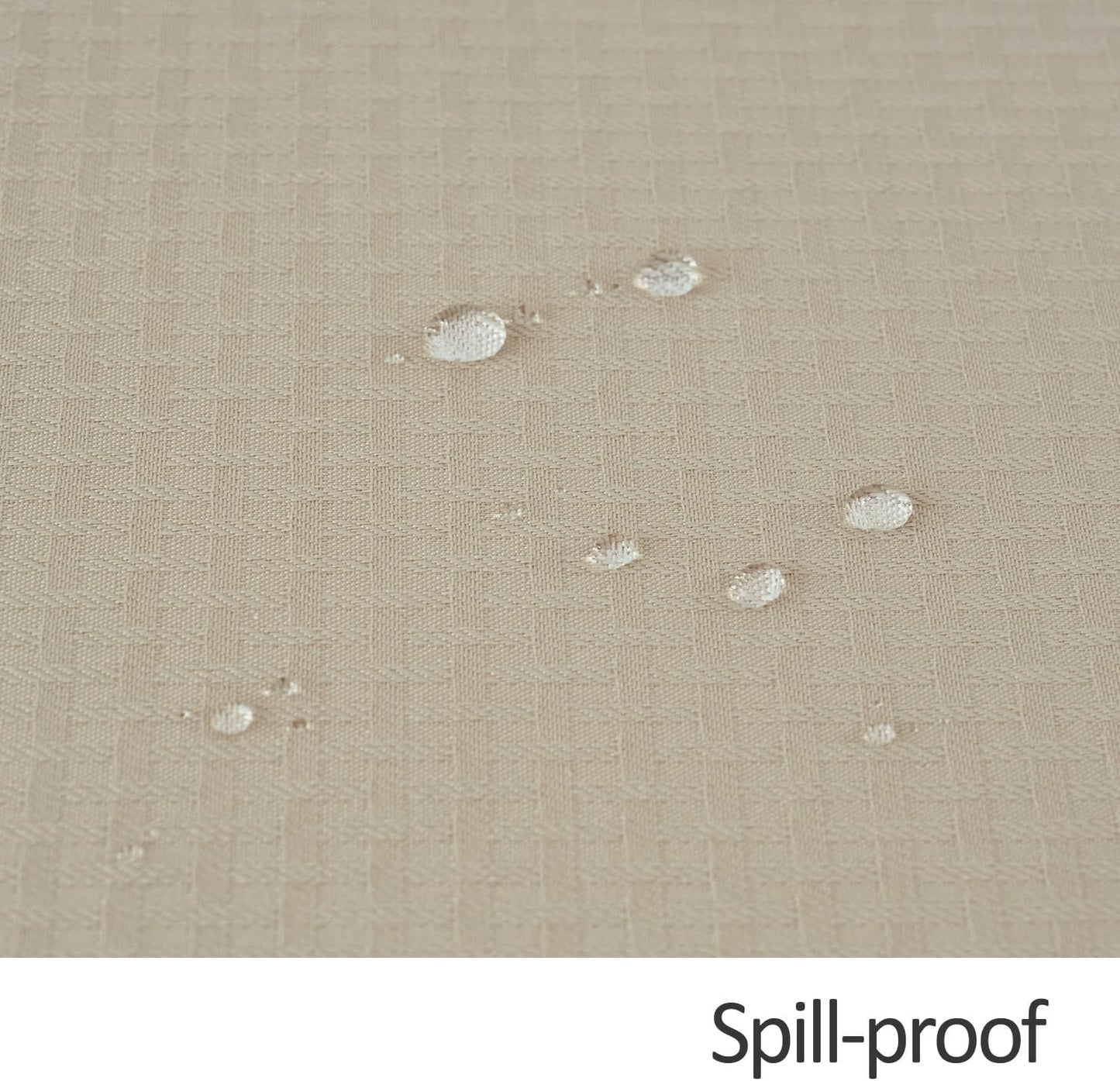 maxmill Round Weaved Texture Design Tablecloth Spill-Proof Wrinkle Free Soft Washable Table Cloth for Circular Table Cover, for Dining Room Buffet Banquet Parties Holiday Dinner, 90 Inch Natural