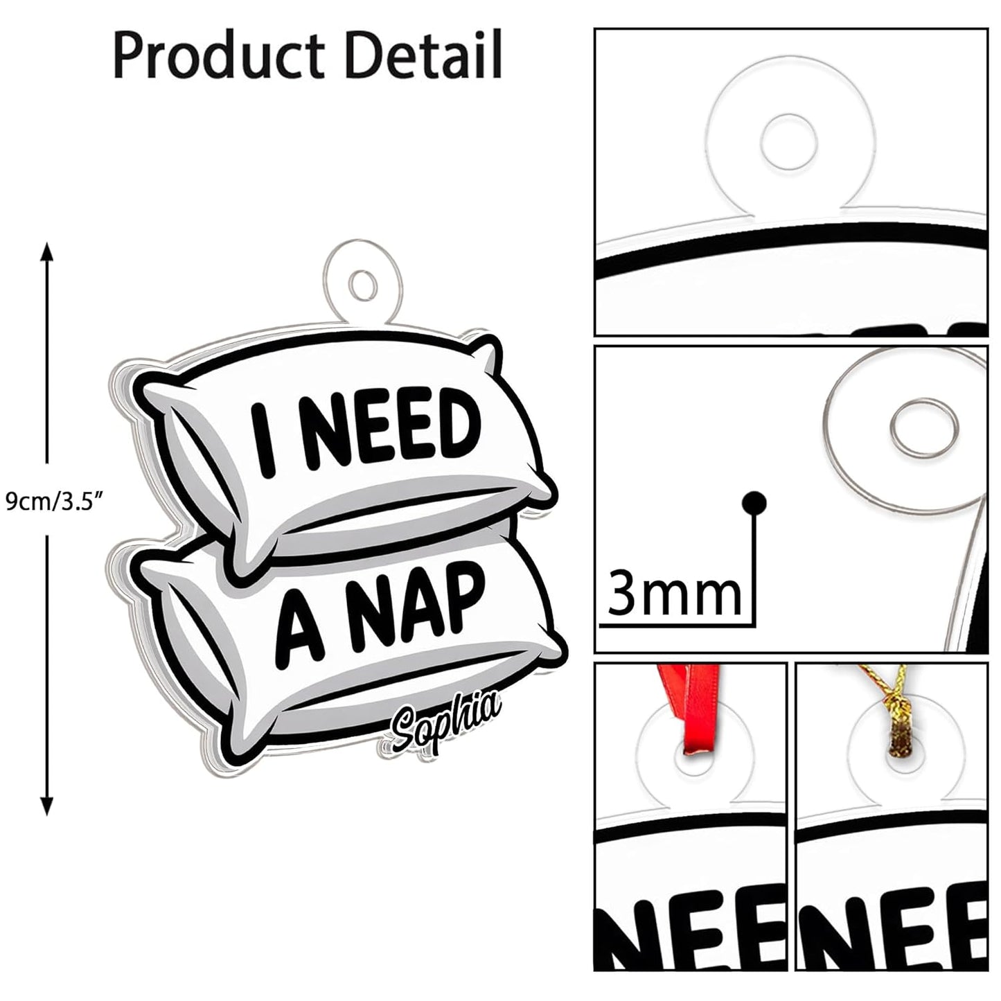 Personalized I Need A Nap Ornament Acrylic Ornament – Personalized Christmas Tree Decoration, Custom Holiday Keepsake Gift, Unique Hanging Collectible for Seasonal Home Décor