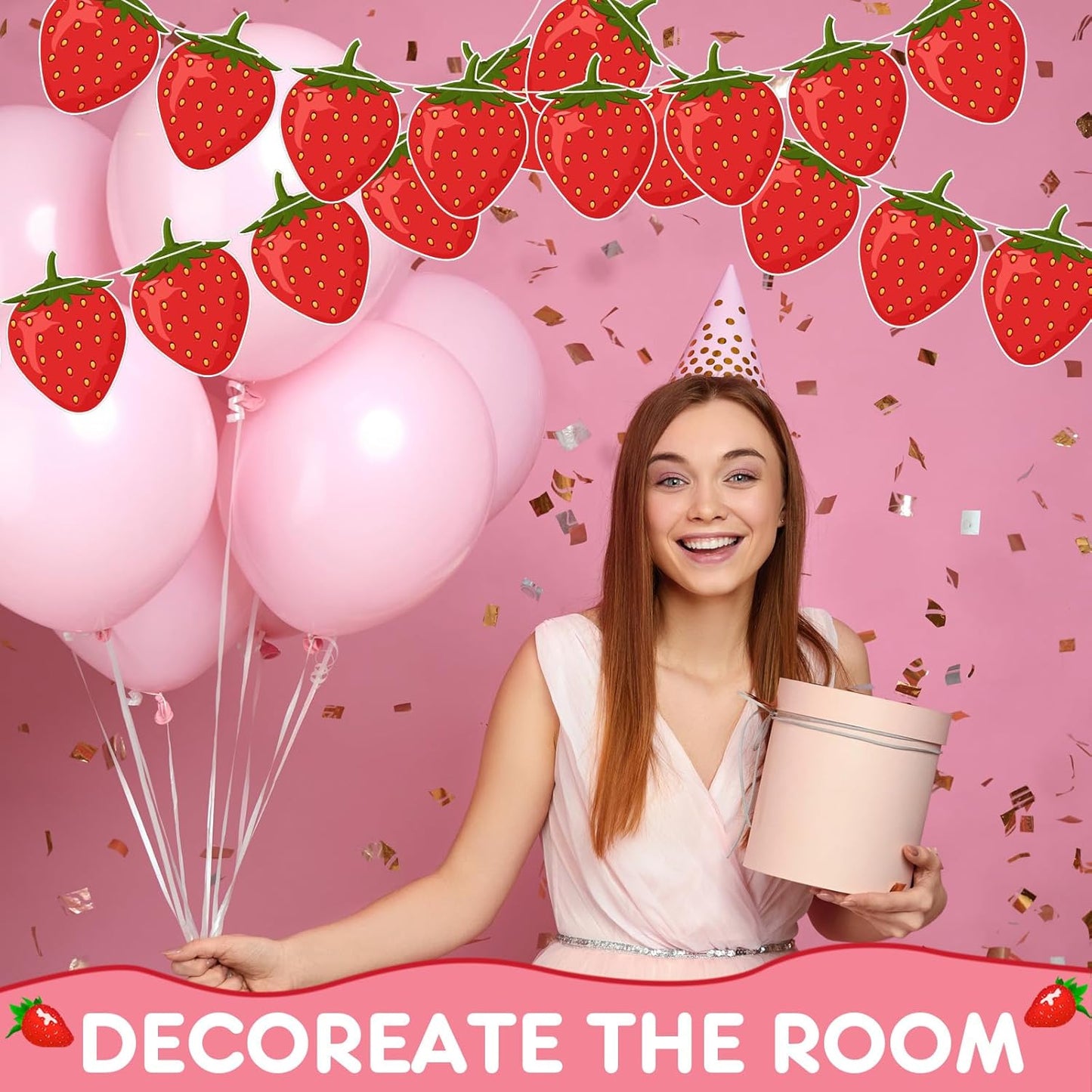 Lewtemi 4 Pcs Berry First Birthday Decor Strawberry Baby Shower Decorations Hanging Banner Berry Garland for Strawberry Themed Party Favors Supplies(Red)