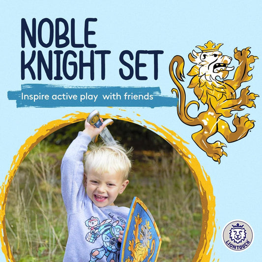 Liontouch - Noble Knight Foam Sword & Shield for Kids, Blue - Age 3-8 Years | Durable & Safe Medieval Toy Set | Weapons & Battle Accessories for Pretend Play, Dress Up & Knight Costumes for Boys
