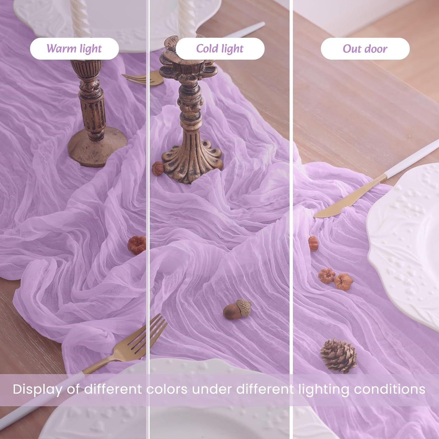 16Pack Lavender Table Runner 10FT Cheesecloth Table Runner 35x120Inch Long Boho Cheese Cloth Table Runners Rustic Gauze Table Runners for Party Wedding Bridal Shower Baby Shower Decorations