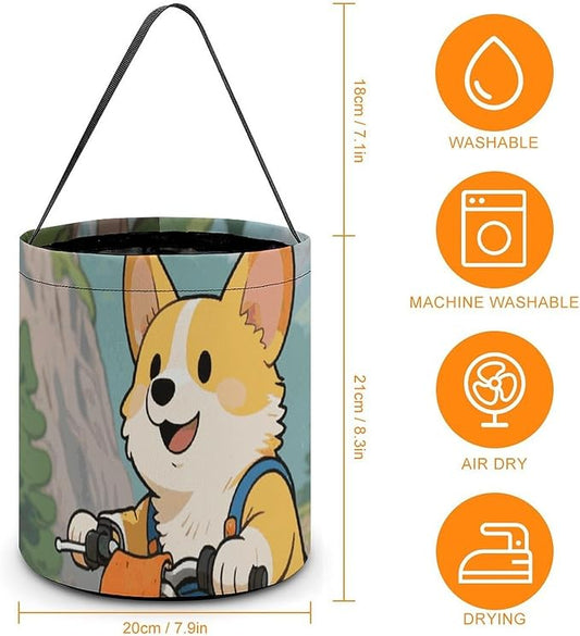 Halloween Candy Bucket - Dog Riding Motorcycles Trick Or Treat Candy Bag, Gift Bag for Party Favor Supplies