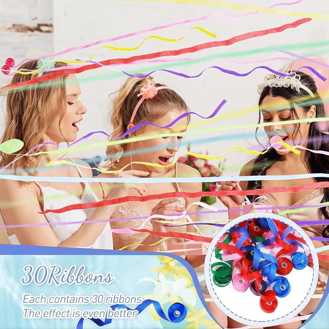 No Mess Streamers Poppers,36Pack Colorful Party Favors Confetti Shooters,Wedding,nye,School Opening,Graduation,Retirement Party (blue multicolor 36pack)
